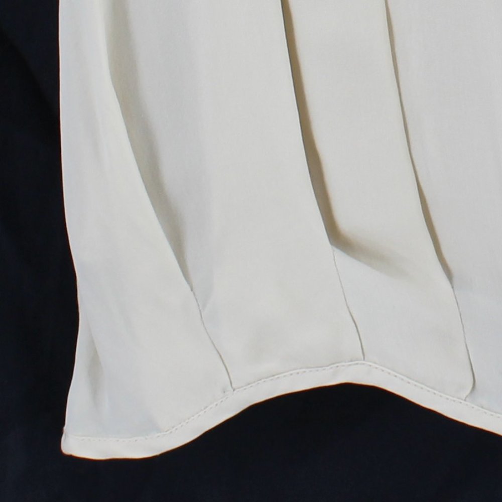 GARY GRAHAM Cream Silk Pleated Skirt Knee Length Scalloped Hem Lined 4 Runs Big - Picture 7 of 10